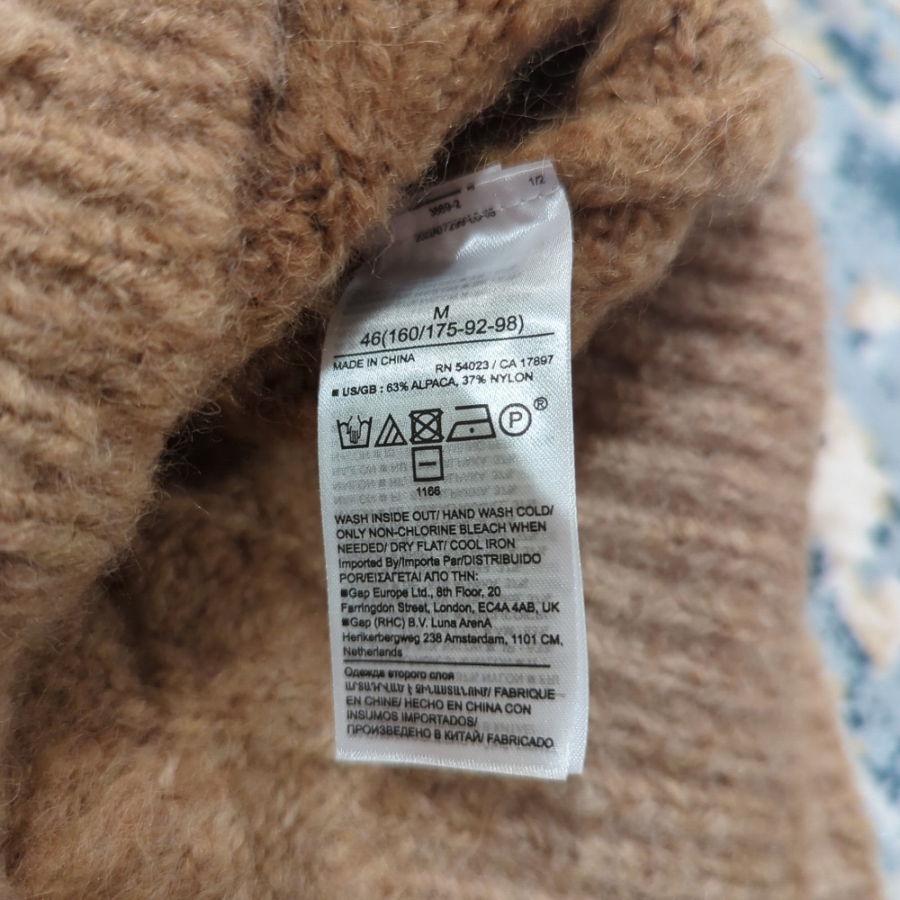 Banana Republic Tan Cream Italian Alpaca Yarn Cozy Cable Knit Sweater - W Size M - Picture 12 of 12